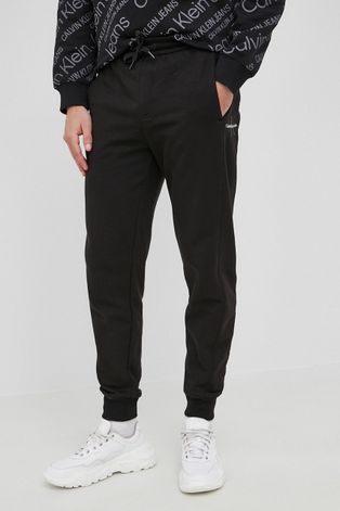 Calvin Klein Jeans Spodnie bawełniane męskie kolor czarny gładkie