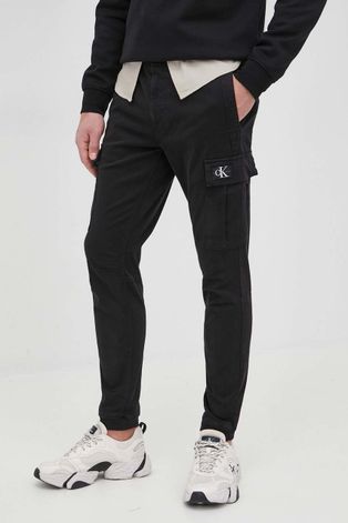 Calvin Klein Jeans pantaloni barbati, culoarea negru, drept