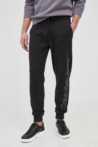 Calvin Klein Jeans Spodnie męskie kolor czarny z nadrukiem