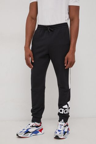 Adidas Pantaloni bărbați, culoarea negru, cu imprimeu