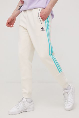 Спортивные штаны adidas Originals мужские цвет бежевый с аппликацией