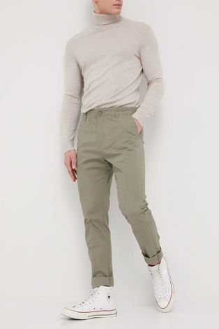 Панталони Solid мъжко в зелено със стандартна кройка