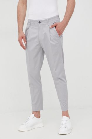 Kalhoty Drykorn pánské, šedá barva, ve střihu chinos