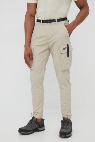 4F spodnie męskie kolor beżowy proste
