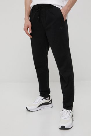 Kalhoty 4F pánské, černá barva, hladké