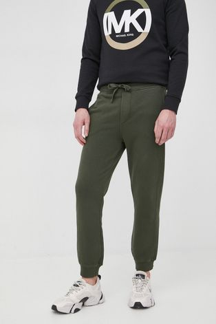 Хлопковые брюки United Colors of Benetton мужские цвет зелёный однотонные