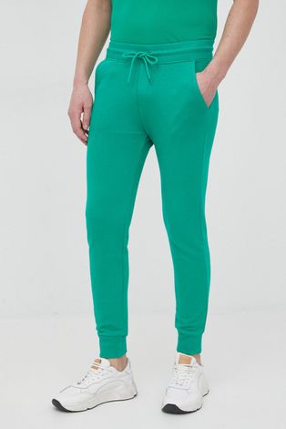 Хлопковые брюки United Colors of Benetton мужские цвет зелёный однотонные