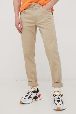 Wrangler spodnie męskie kolor beżowy proste