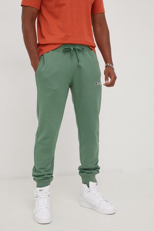 Kalhoty Champion pánské, zelená barva, s aplikací