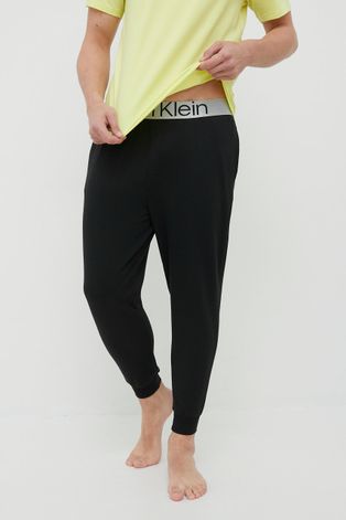 Dugi doljnji dio pidžame Calvin Klein Underwear za muškarce, boja: crna, glatka
