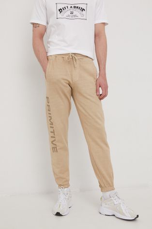 Primitive pantaloni de trening Cut N Sew barbati, culoarea bej, cu imprimeu