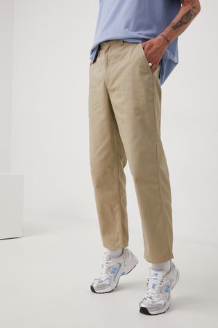 Kalhoty HUF pánské, béžová barva, jednoduché