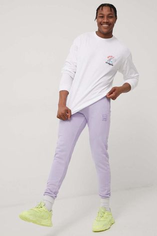 Kalhoty Fila fialová barva, s aplikací