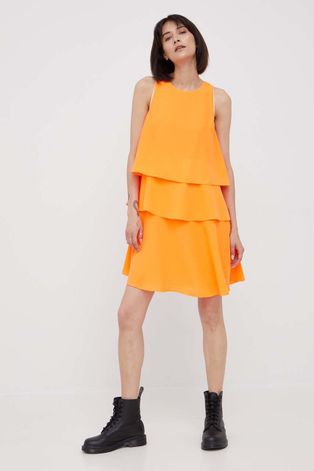 Šaty Armani Exchange oranžová farba, mini, rovný strih