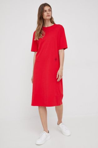 Bavlněné šaty Armani Exchange červená barva, mini, oversize