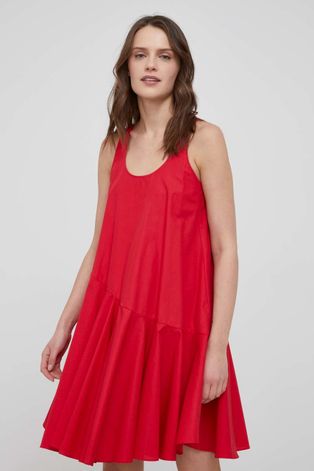 Armani Exchange sukienka bawełniana kolor czerwony mini rozkloszowana