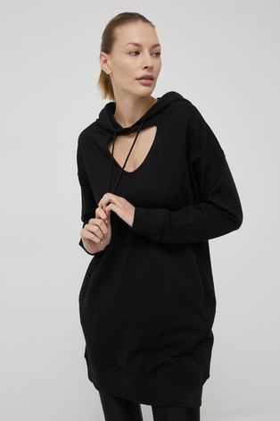Bavlnené šaty Dkny čierna farba, mini, oversize