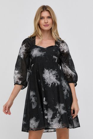 Φόρεμα από συνδιασμό μεταξιού Samsoe Samsoe χρώμα: μαύρο