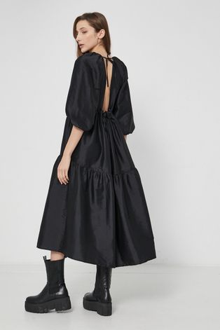 Šaty Samsoe Samsoe čierna farba, midi, oversize