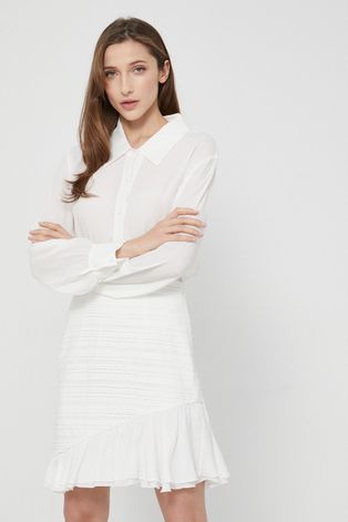 Платье с примесью шелка Miss Sixty цвет белый mini прямое