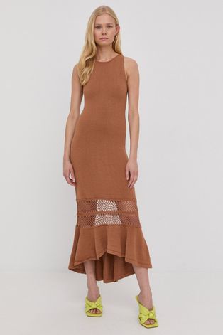 Сукня Patrizia Pepe колір коричневий maxi облягаюча