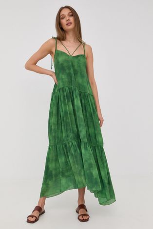 Patrizia Pepe sukienka kolor zielony maxi rozkloszowana