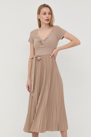 Šaty Guess hnědá barva, midi