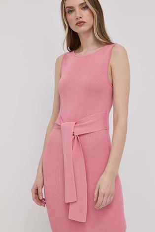 Haljina Guess boja: ružičasta, mini, ravna