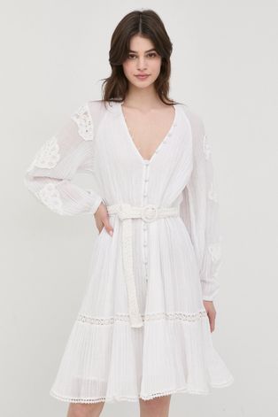 Haljina Guess boja: bijela, mini, širi se prema dolje