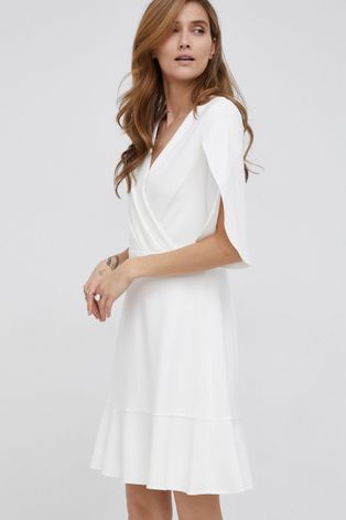 Dkny Sukienka kolor biały mini rozkloszowana