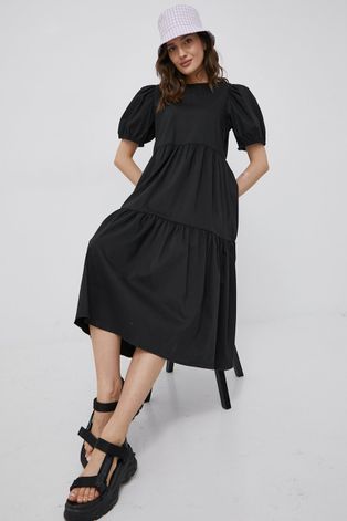 Šaty JDY čierna farba, midi, áčkový strih