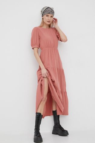 JDY rochie din bumbac culoarea rosu, maxi, oversize