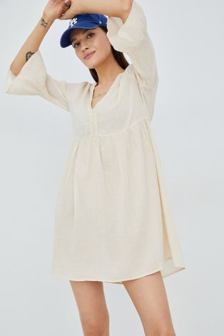 Bavlněné šaty JDY béžová barva, mini