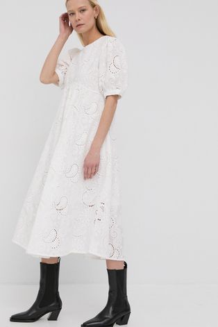 Бавовняна сукня Birgitte Herskind Isolde колір білий midi oversize