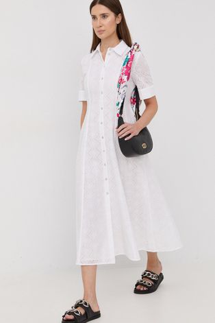Βαμβακερό φόρεμα Marella χρώμα: άσπρο,