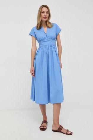 Šaty Marella modrá farba, midi, áčkový strih