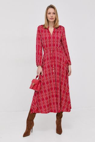 Šaty Marella červená farba, midi, áčkový strih