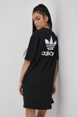 Bavlnené šaty adidas Originals čierna farba, mini, oversize