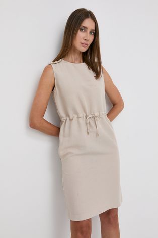 Льняна сукня Trussardi колір бежевий mini пряма