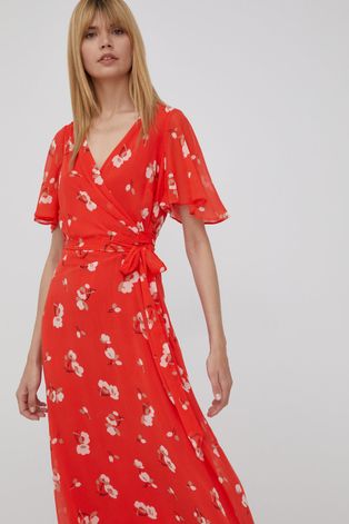 Платье Lauren Ralph Lauren цвет оранжевый midi расклешённая