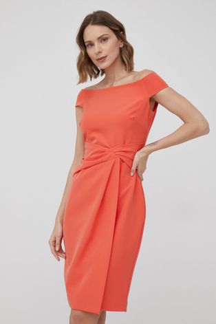 Платье Lauren Ralph Lauren цвет оранжевый mini облегающая