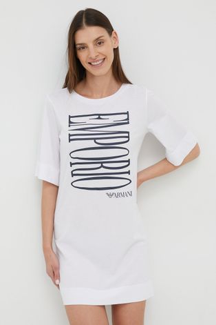 Βαμβακερό φόρεμα Emporio Armani Underwear χρώμα: άσπρο,