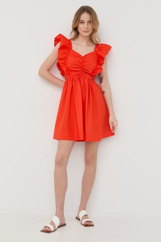 Twinset sukienka kolor pomarańczowy mini rozkloszowana