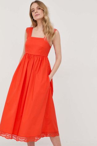 Платье Twinset цвет оранжевый midi расклешённая