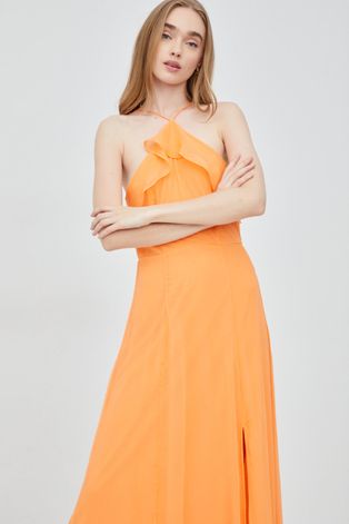 Vero Moda sukienka kolor pomarańczowy maxi rozkloszowana