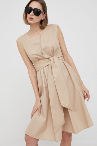 Βαμβακερό φόρεμα Woolrich χρώμα: μπεζ,
