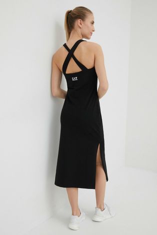 Сукня EA7 Emporio Armani колір чорний midi облягаюча