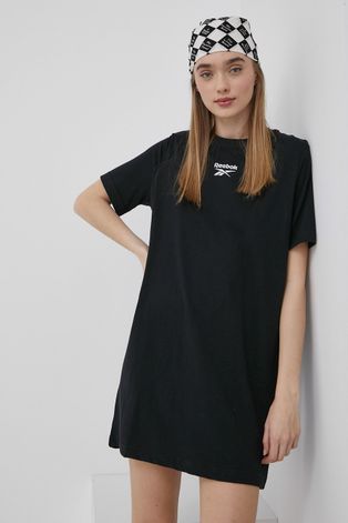 Šaty Reebok černá barva, mini, jednoduchý