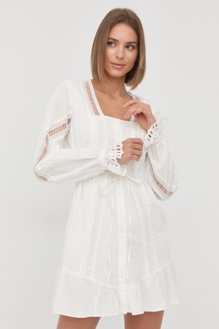 The Kooples sukienka bawełniana kolor biały mini rozkloszowana