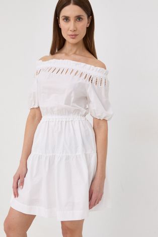 Liu Jo sukienka bawełniana kolor biały mini rozkloszowana